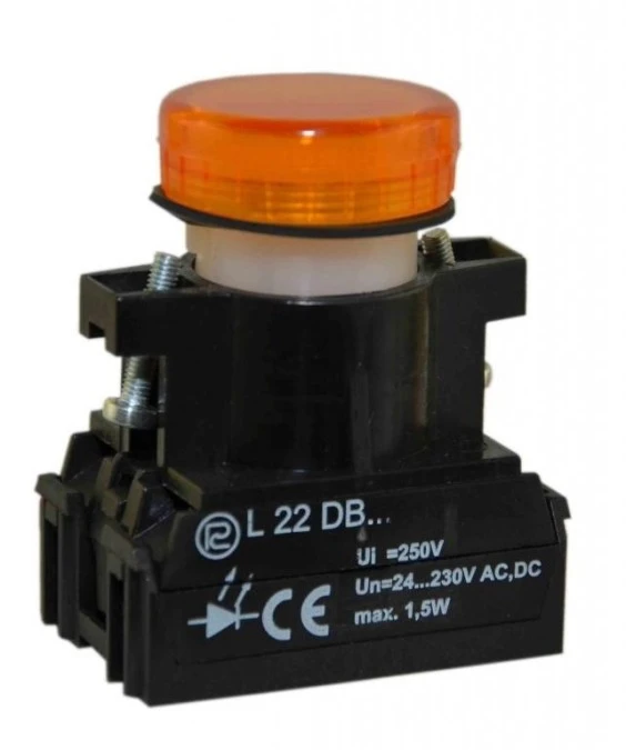 Lampka sygnalizacyjna 22mm żółta L22D 24‑230V AC/DC W0‑LDU1‑L22D G - obrazek 3