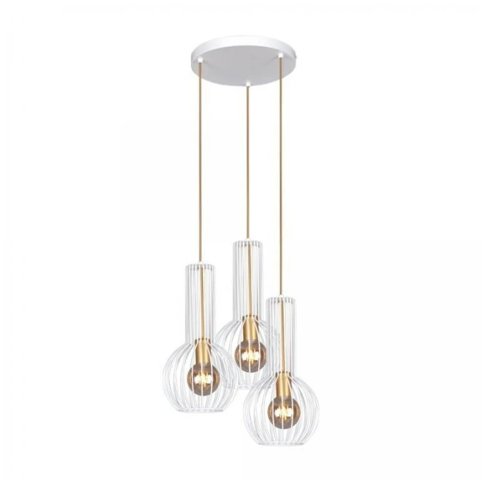 Lampa wisząca biało‑złota, druciana do sypialni z serii ARVI WHITE K‑4527 Kaja Lighting - obrazek 3