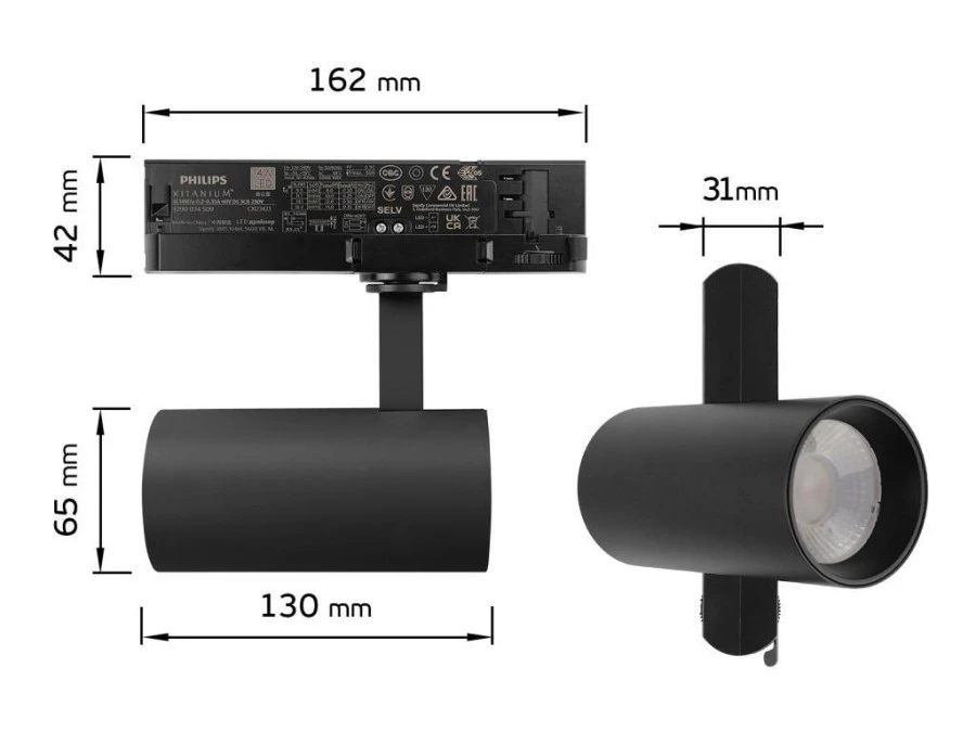 Lampa Szynowa LED Ascela 20W 4000K Czarna Trójfazowa - obrazek 1