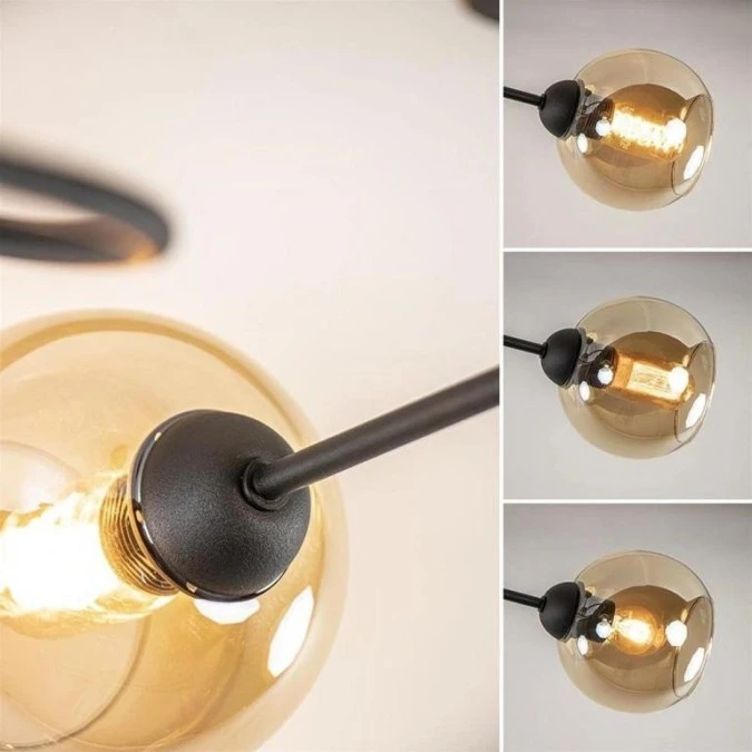 Lampa sufitowa nowoczesna 3xE27 VESPER BLACK/HONEY - obrazek 3