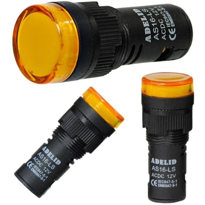 LAMPKA KONTROLKA STEROWNICZA LED 24V 16MM ŻÓŁTA AS16‑LSY‑24 - obrazek 1