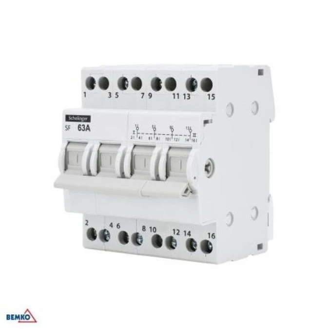 Modułowy przełącznik instalacyjny I‑0‑II 4P 63A A11‑SF‑4P‑063 - obrazek 1