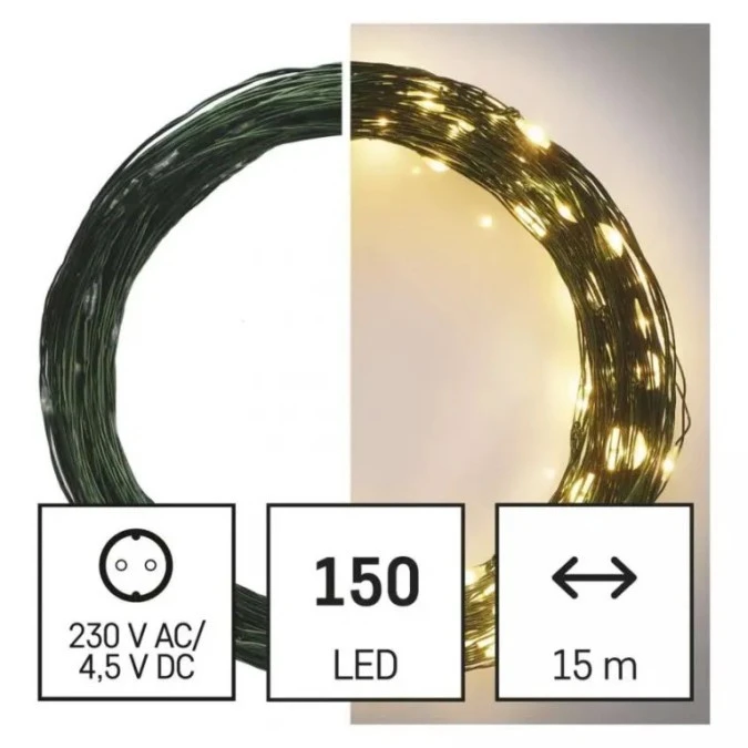 Lampki choinkowe XMAS nano TIMER 3,6W 150LED 15m IP44 ciepły biały D3AW05 - obrazek 2