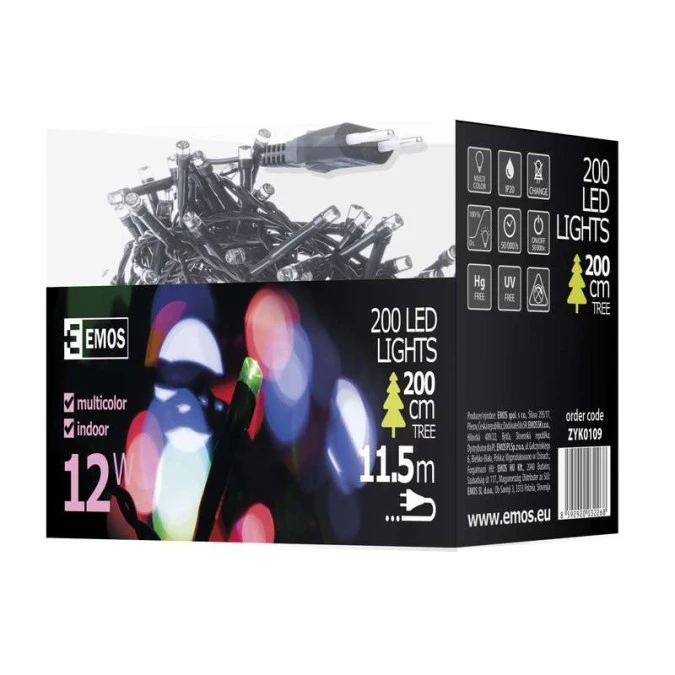 Lampki choinkowe Classic 200 LED 10m multikolor, zielony przewód, IP20 - obrazek 2