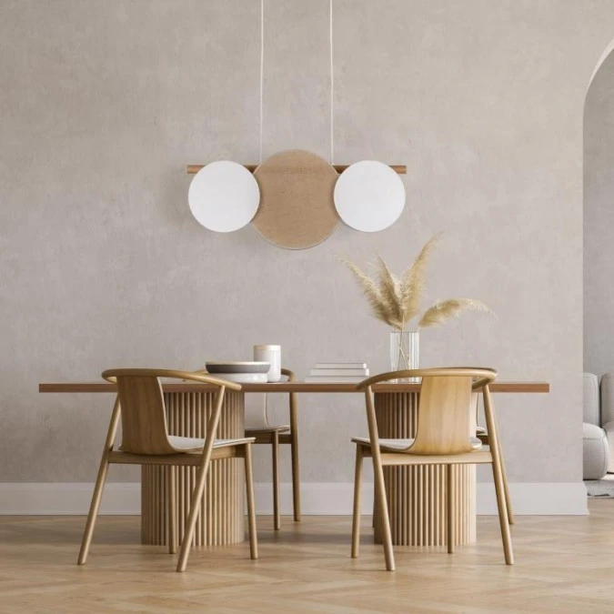 Lampa wisząca z abażurami w stylu boho z serii PULSE, klosze z tkaniny i juty, gwint 3*E27 10005 TK Lighting - obrazek 2