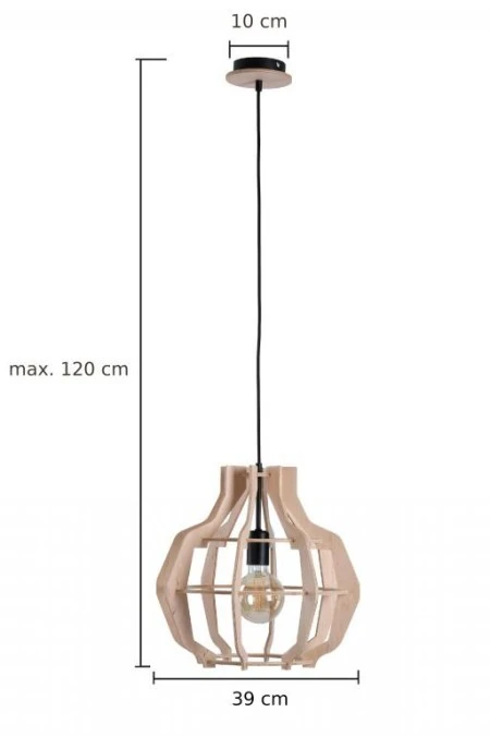 Lampa wisząca nowoczesna drewno 1xE27 BENTO NATURAL - obrazek 3