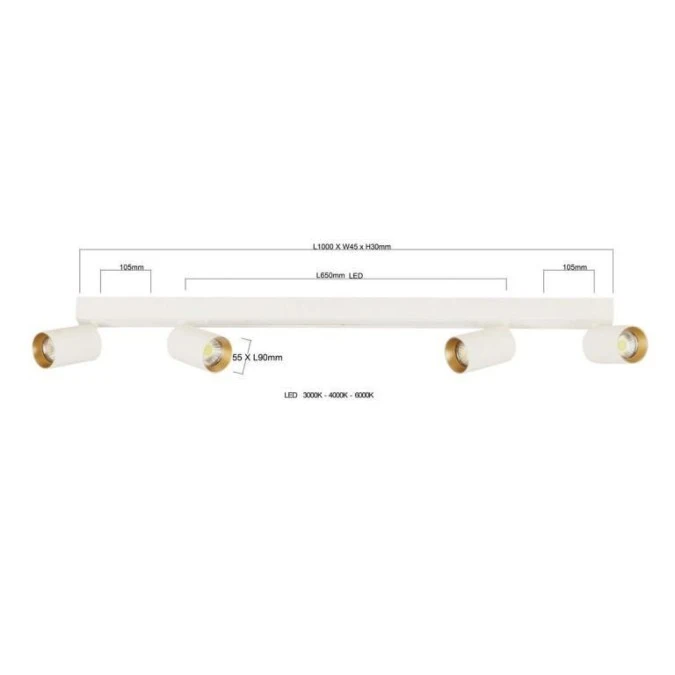 Lampa sufitowa Perugia 4xGU10 + 1xLED biała LP‑0703/4C WH Light Prestige - obrazek 2