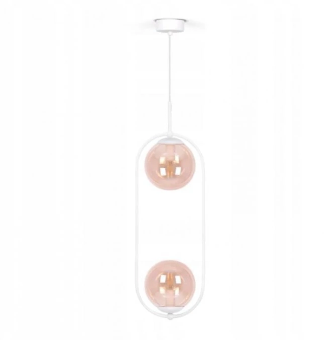 Lampa wisząca biało‑bursztynowa z dwoma kloszami z serii ARLENA K‑5305 Kaja Lighting - obrazek 1