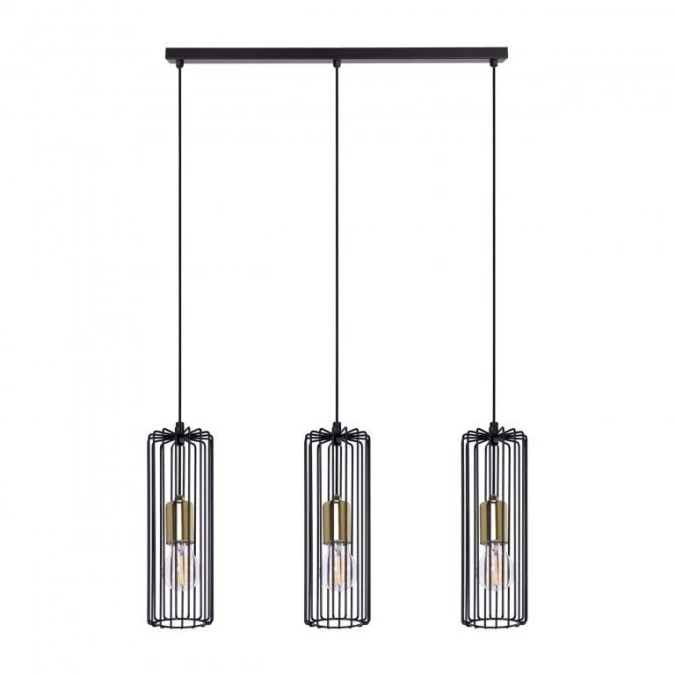 Lampa wisząca potrójna GABIA, metalowe klosze zwisy na E27 czarno złote K‑4936 Kaja Lighting - obrazek 1