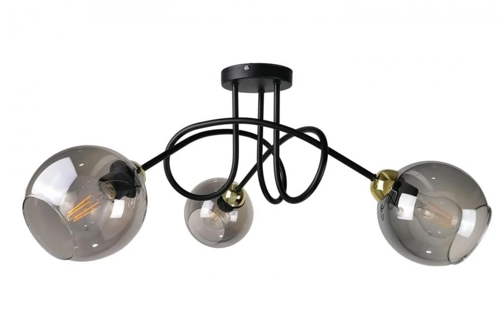 Lampa sufitowa nowoczesna 3xE27 RING BLACK/GOLD - obrazek 1