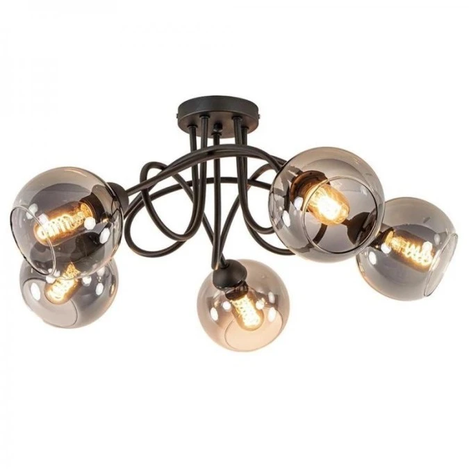 Lampa sufitowa czarna nowoczesna 5 punktowa RING E27 max.60W - obrazek 1
