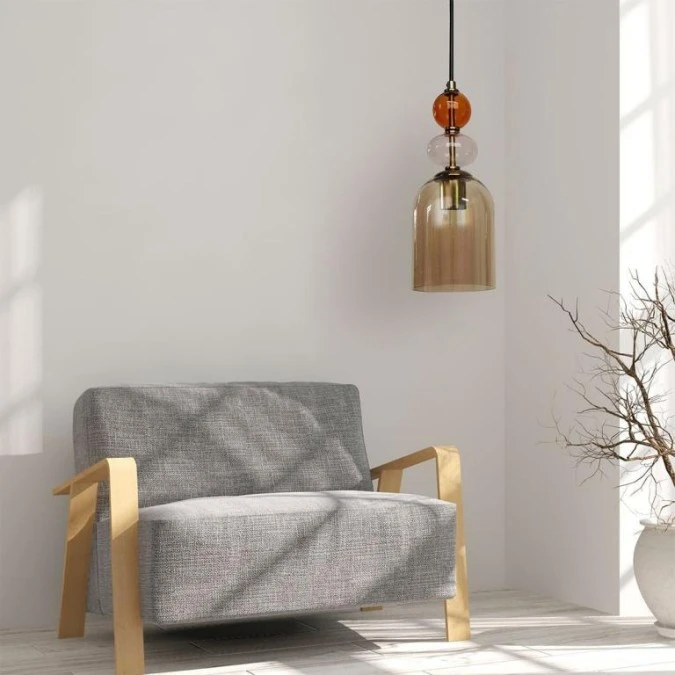 Lampa wisząca Tropea 1xE27 bursztynowa, średnia LP‑2004/1P M AM Light Prestige - obrazek 3