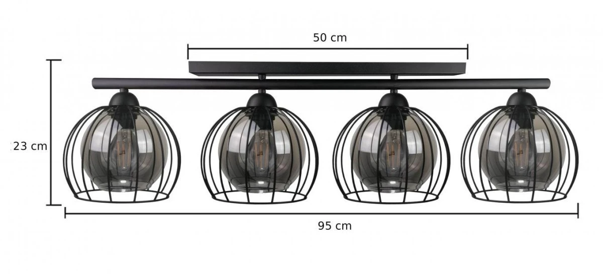 Lampa sufitowa nowoczesna 4xE27 STIGMA BLACK - obrazek 3