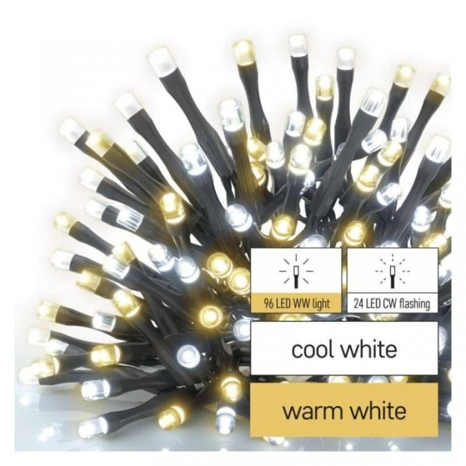 Lampki choinkowe Classic 120 LED 12m ciepła biel + zimna biel miga, IP44, timer D4AN02 - obrazek 3