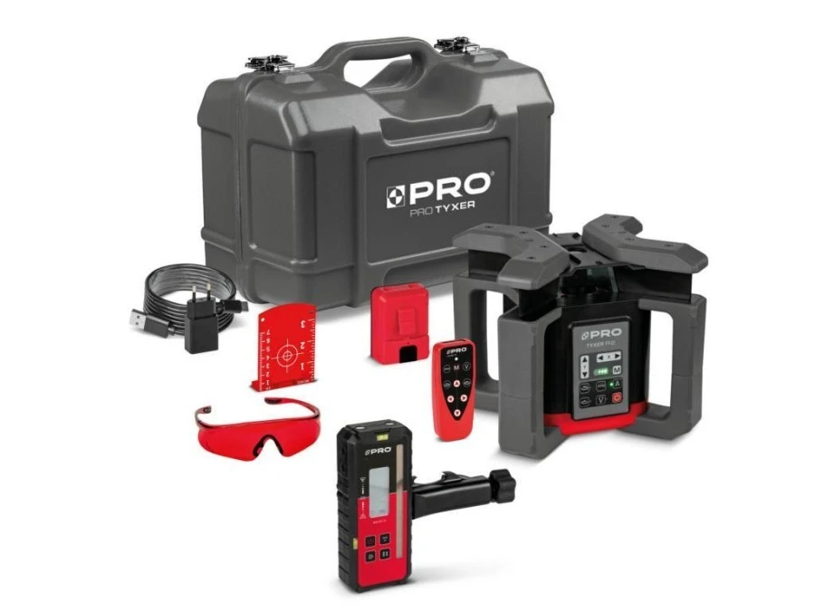 Laserowy Niwelator Rotacyjny TYXER R2 Digital‑mm (czerwona wiązka, detektor mm)