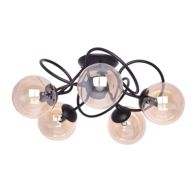 Lampa sufitowa FLORO czarna, szklane bursztynowe klosze Ø14 cm na E14 K‑5127 Kaja Lighting - obrazek 1