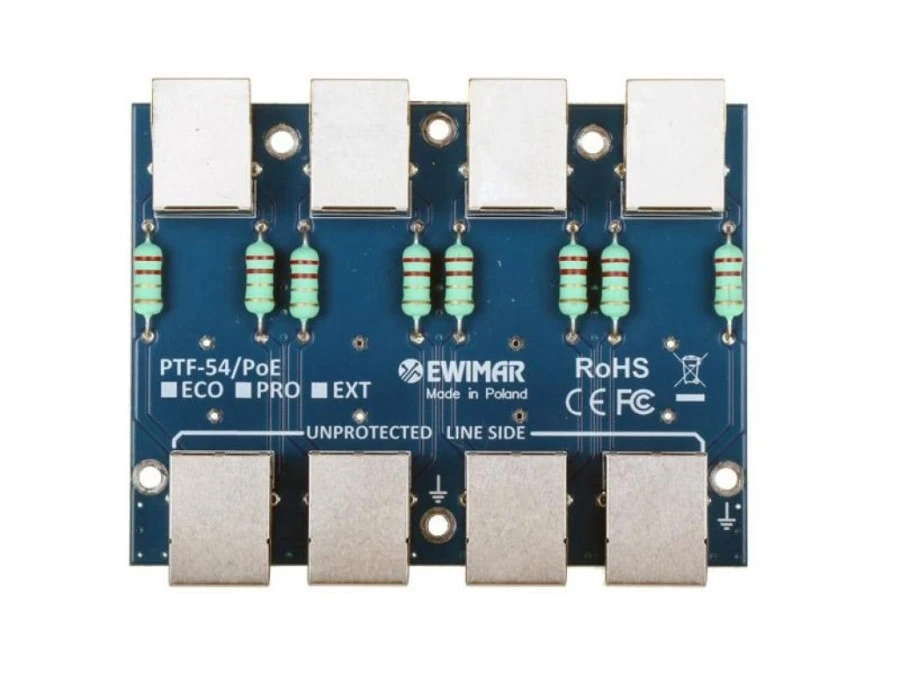 Moduł zabezpieczenia przeciwprzepięciowego LAN / IP CCTV serii EXT, PTF‑54‑EXT/PoE - obrazek 1