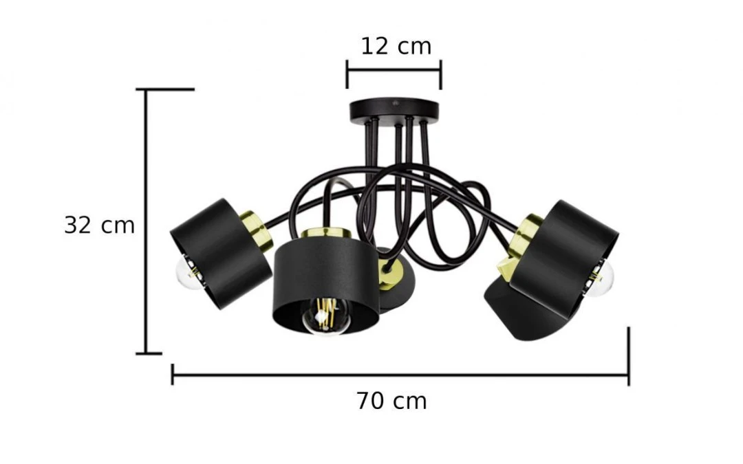 Lampa sufitowa nowoczesna 5xE27 SIMPLY BLACK/GOLD - obrazek 2