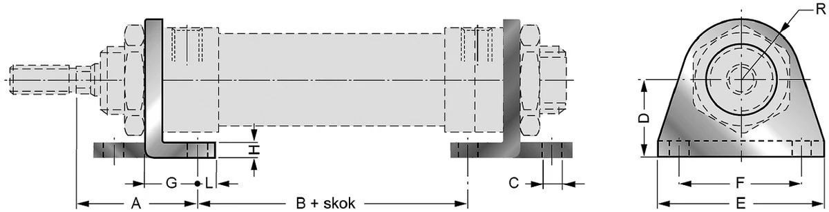 Łapa do siłownika okrągłego D20‑25, ISO6432 - obrazek 2