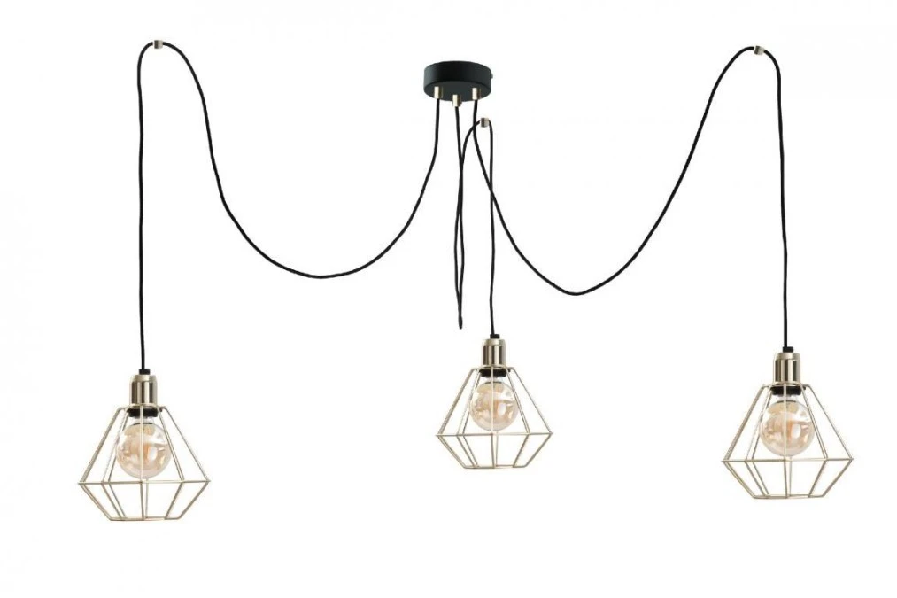 Lampa wisząca loftowa 3 xE27 COMO GOLD - obrazek 1
