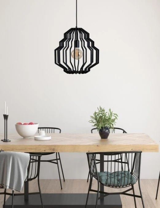 Lampa wisząca nowoczesna drewno 1xE27 RUFO BLACK - obrazek 2