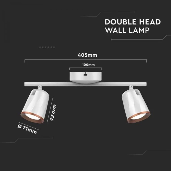 Lampa Ścienna LED 10W 1080lm 3000K IP20 Biały 218254 - obrazek 2