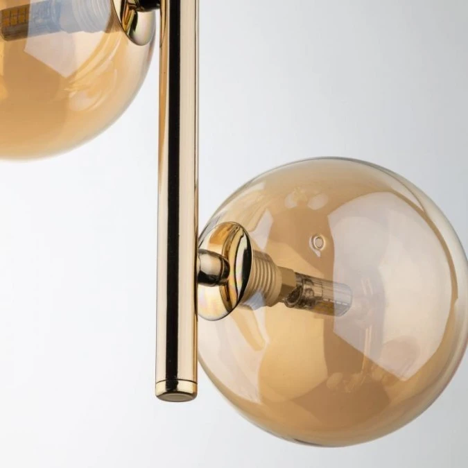 Lampa wisząca ze złotymi elementami i bursztynowymi kloszami ESTERA 4838 3xG9 TK Lighting - obrazek 3