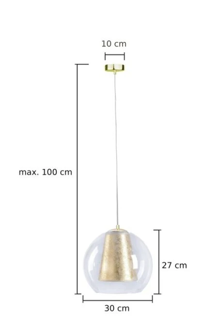 Lampa wisząca nowoczesna z abażurem 1xE27 KULA GOLD - obrazek 3