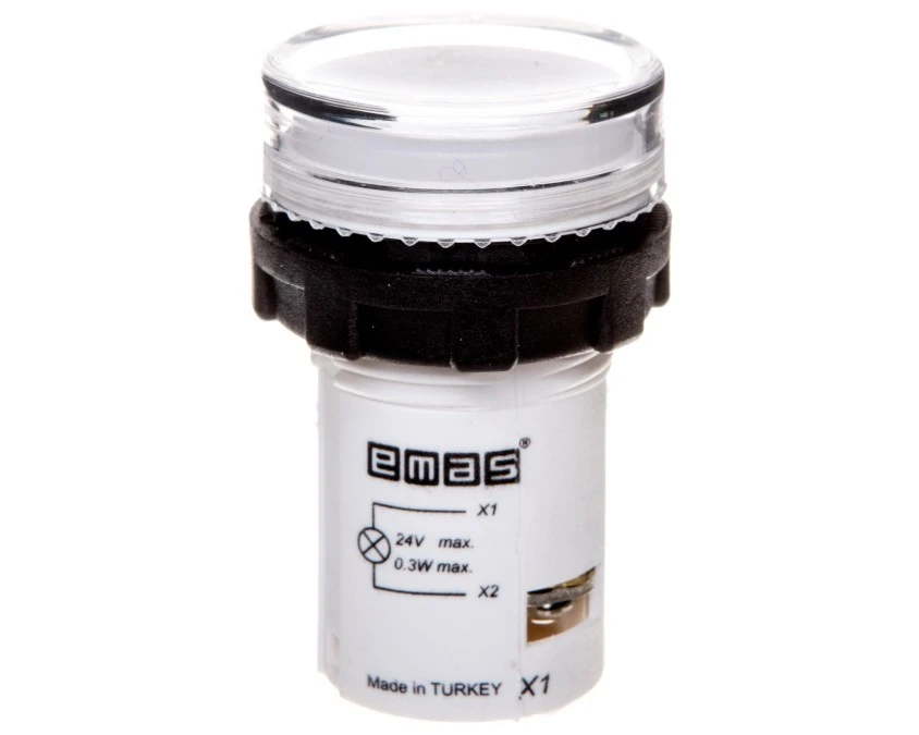 Lampka sygnalizacyjna MB z LED, monoblok, 24V AC/DC, płaski klosz, biała T0‑MBSD024B - obrazek 1