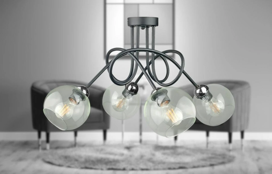 Lampa sufitowa nowoczesna 4xE27 EVIE BLACK/SILVER - obrazek 3