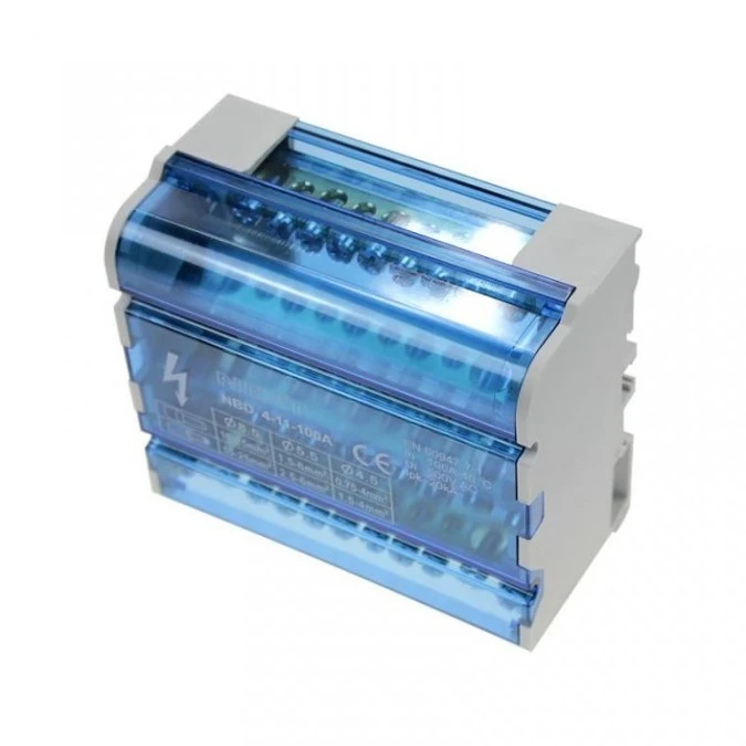 Modułowy blok rozdzielczy 100A materiał PA66, klasa V0, TH‑35 na szynę DIN NBD 4‑11‑100A - obrazek 1