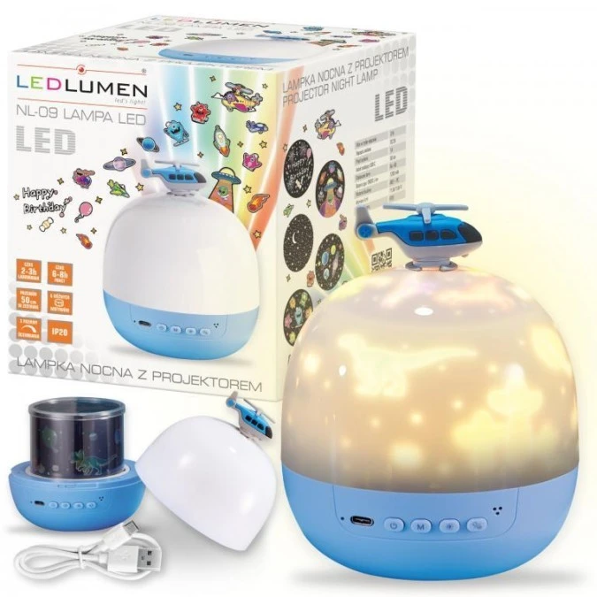 Lampka nocna z projektorem NL‑09 LED 3W niebieska - obrazek 2