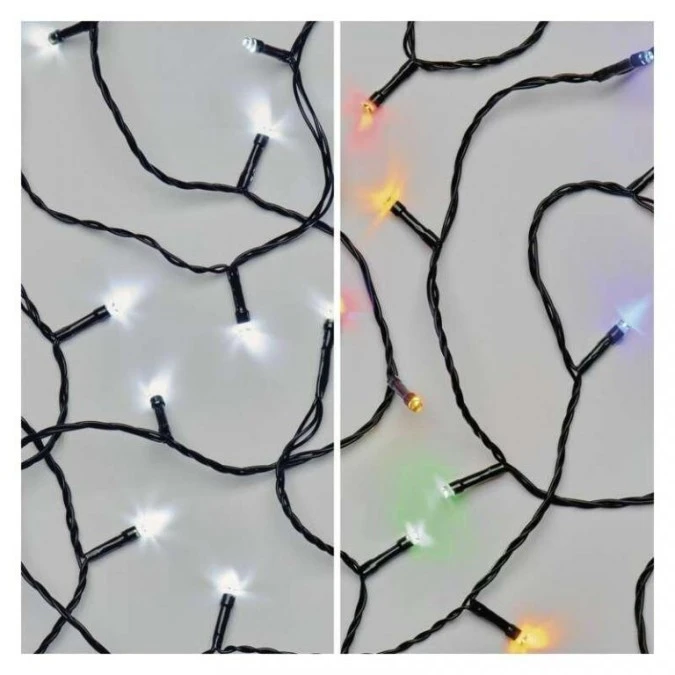 Lampki choinkowe 100LED 10m, 2 w 1 zimna biel lub multikolor, czarny, 8 programów, IP44 D4AJ01 - obrazek 1