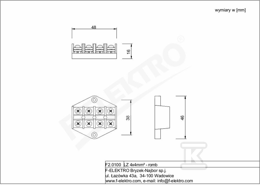 Listwa zaciskowa LZ 4x4 mm2 - romb F2.0100 - obrazek 2