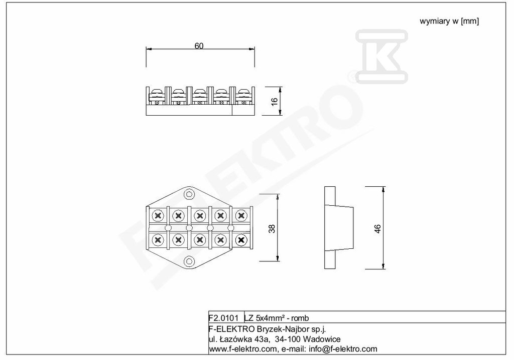 Listwa zaciskowa LZ 5x4 mm2 - romb F2.0101 - obrazek 2