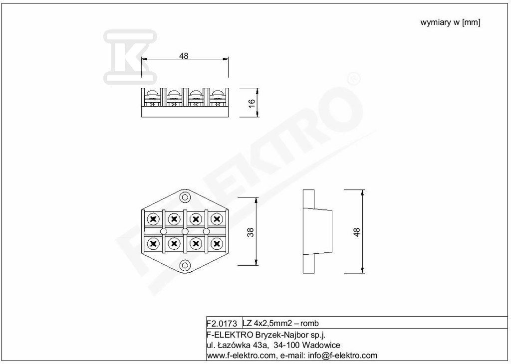 Listwa zaciskowa LZ 4x2,5 mm2 - romb F2.0173 - obrazek 2