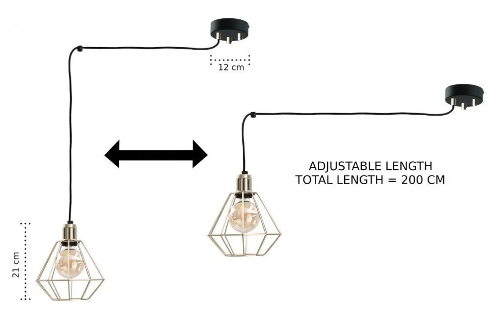 Lampa wisząca loftowa 5xE27 COMO GOLD - obrazek 3