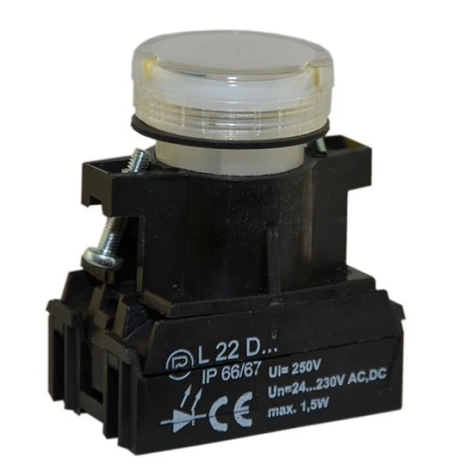 Lampka sygnalizacyjna 22mm biała L22D 24‑230V AC/DC W0‑LDU1‑L22D B - obrazek 1