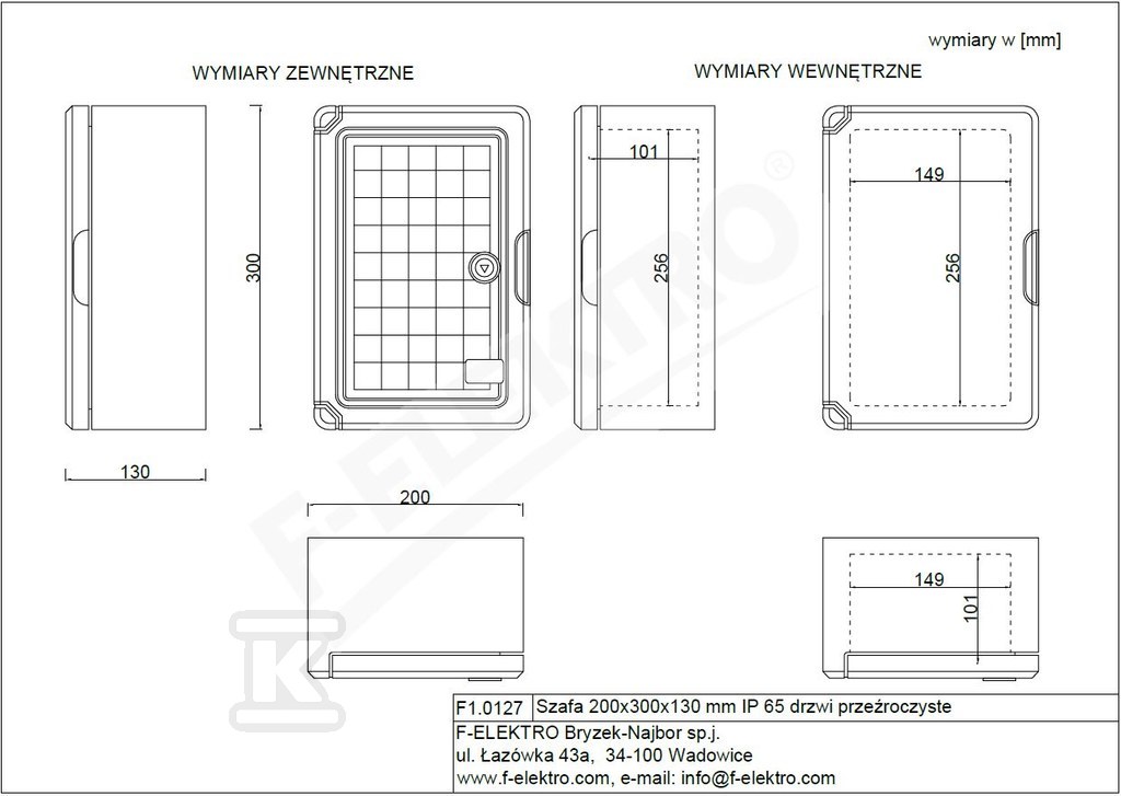 Obudowa 200x300x130 mm IP65 drzwi przeźroczyste F1.0127 - obrazek 3