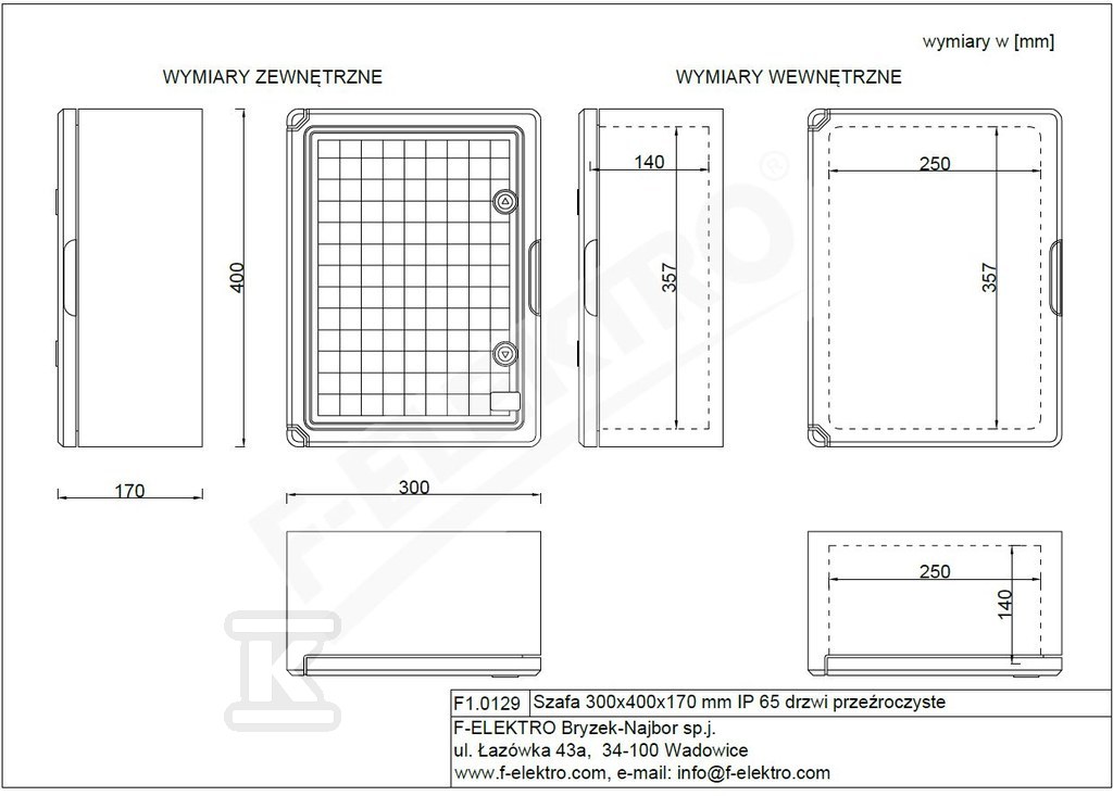 Obudowa 300x400x170 mm IP65 drzwi przeźroczyste F1.0129 - obrazek 3