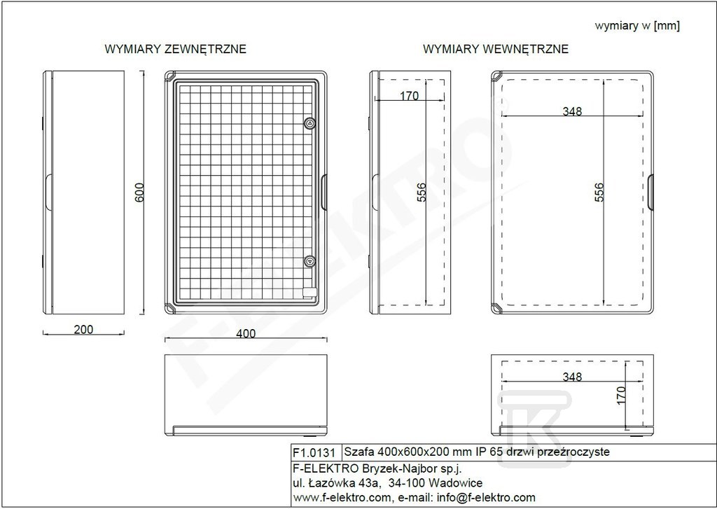 Obudowa 400x600x200 mm IP65 drzwi przeźroczyste F1.0131 - obrazek 3