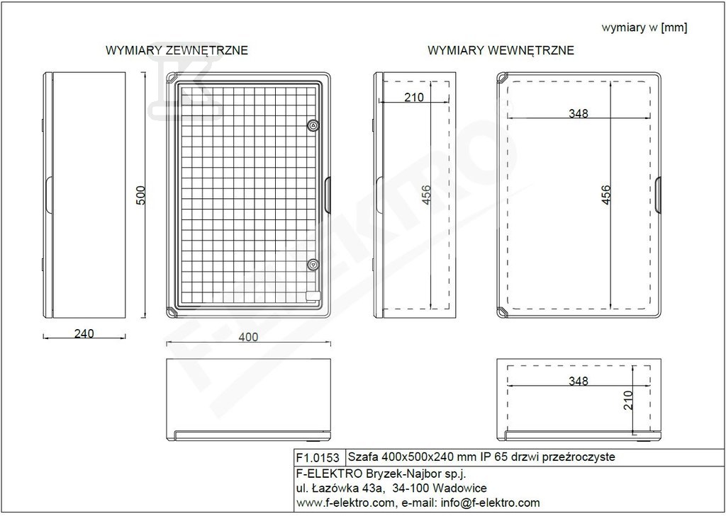 Obudowa 400x500x240 mm IP65 drzwi przeźroczyste F1.0153 - obrazek 3