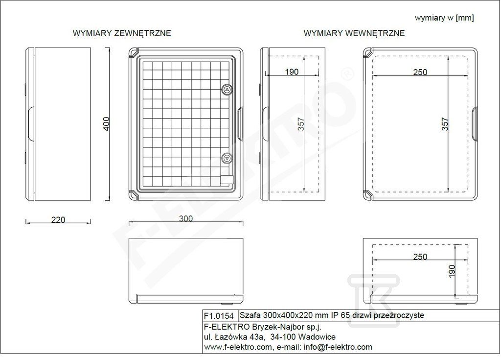 Obudowa 300x400x220 mm IP65 drzwi przeźroczyste F1.0154 - obrazek 3