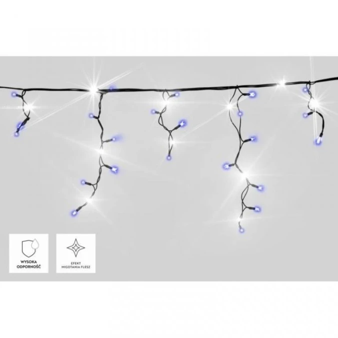 Lampki Bulinex kurtyna sople 200led nieb ieskie 9 6m biały flesz gruby przewód - obrazek 2