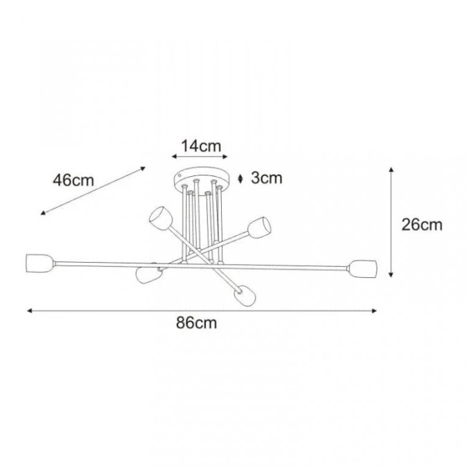 Lampa sufitowa SITYA WHITE, sześcioramienna z odsłoniętymi żarówkami E27, biała K‑4393 Kaja Lighting - obrazek 3