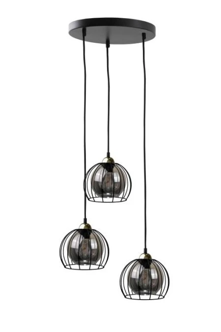 Lampa wisząca loftowa nowoczesna 3x E27 SOLO BLACK/GOLD - obrazek 1