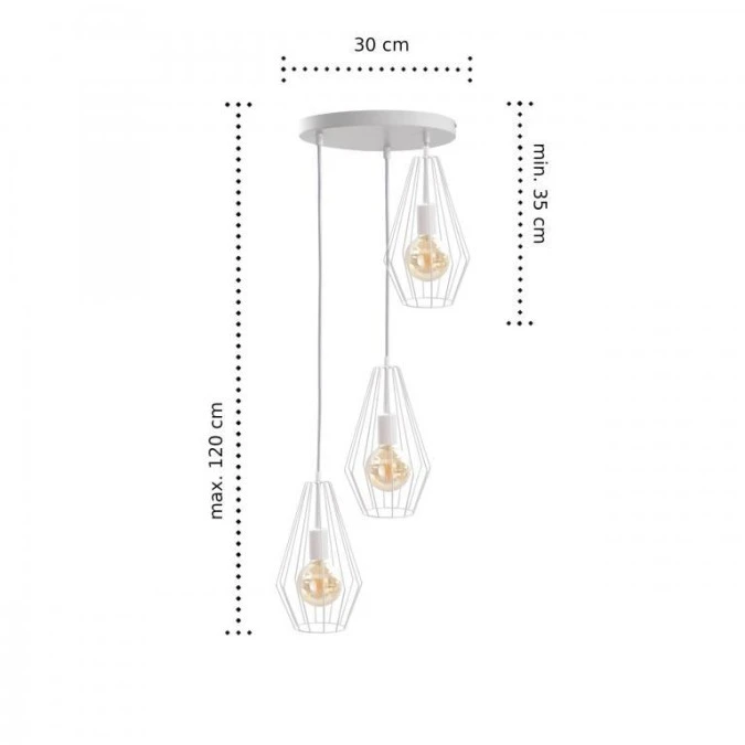 Lampa wisząca loftowa 3x E27 LEX WHITE - obrazek 2