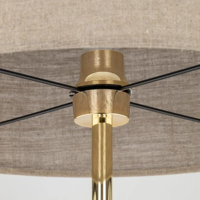 Lampa podłogowa na złotej nóżce i czarnej podstawie UMBERTO E27 lniany klosz 16035 TK Lighting - obrazek 2