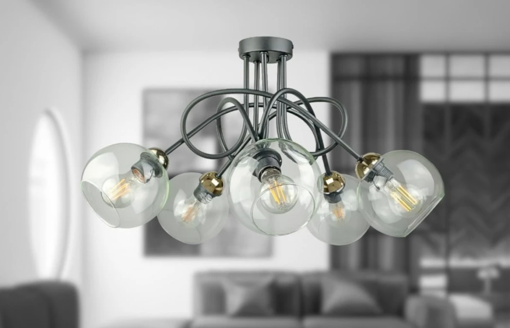 Lampa sufitowa nowoczesna 5xE27 EVIE BLACK/GOLD - obrazek 3