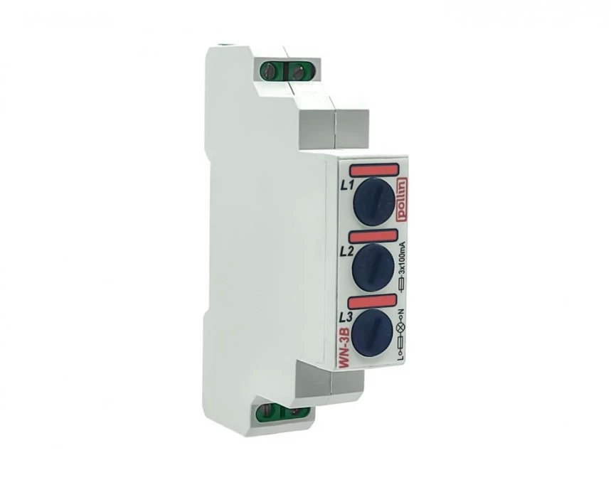 Lampka modułowa 3‑fazowa czerwona z bezpicznikiem 5x20mm 100mA 10‑250V AC WN‑3B - obrazek 3